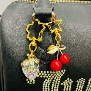 Charming Strawberry & Cherry key chains bag charms NWT NEW